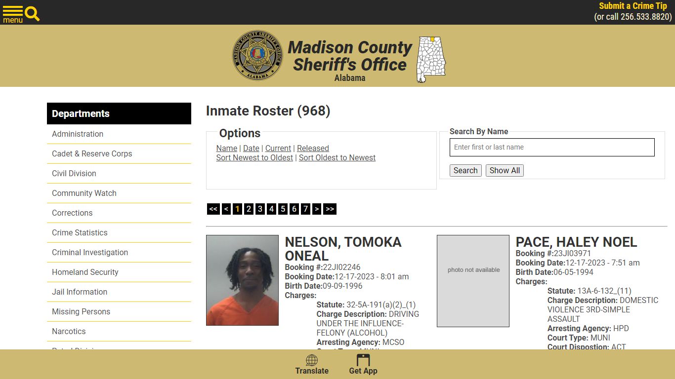 Inmate Roster - Madison County Sheriff's Office